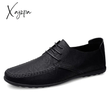 Xajzpa - Leather Men Shoes Fashion Formal Moccasins Italian Breathable Male Driving Black Plus Size